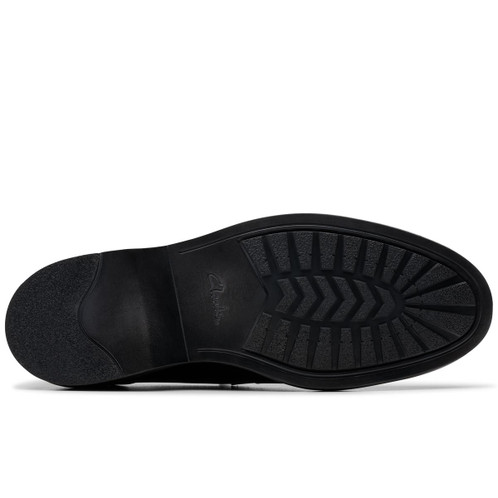 Black Leather Clarks Mens Aldwin Step Shoe Sole