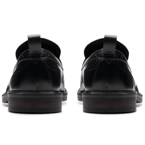 Black Leather Clarks Mens Aldwin Step Shoe Back