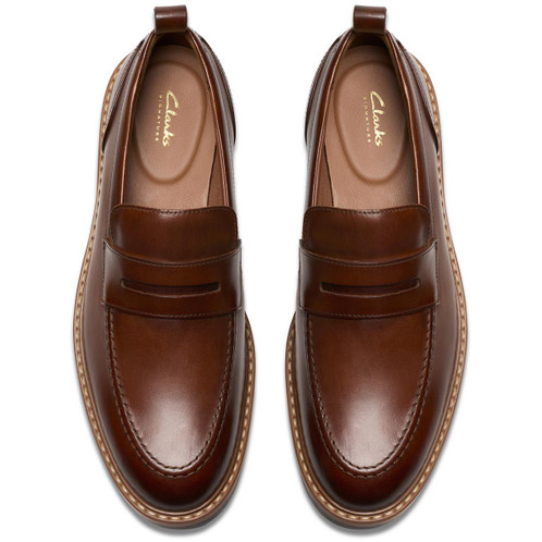 Mid Tan Leather Clarks Mens Aldwin Step Shoe Top