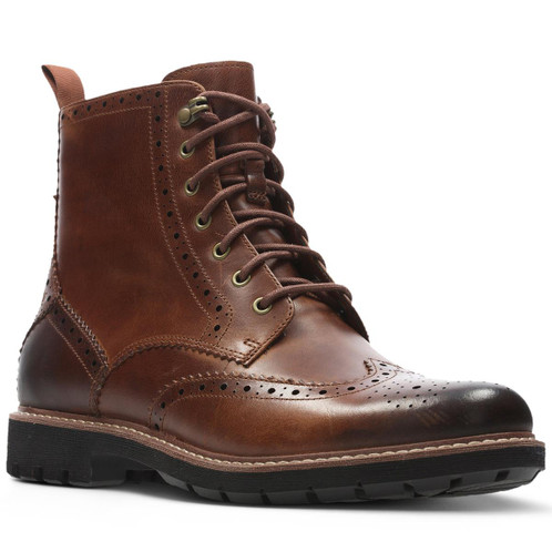 Dark Tan Leather Clarks Mens Batcombe Lord Boot