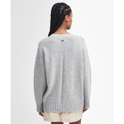 Pearl Blue Barbour Womens Lavensdale Crew Knitted Jumper Back