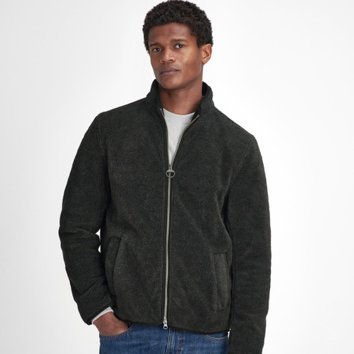 Olive Mix Barbour Mens Belford Fleece Jacket On Model