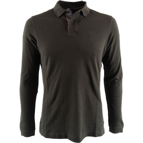 Olive Barbour Mens Long Sleeve Sports Polo