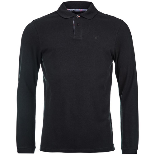Black Barbour Mens Long Sleeve Sports Polo