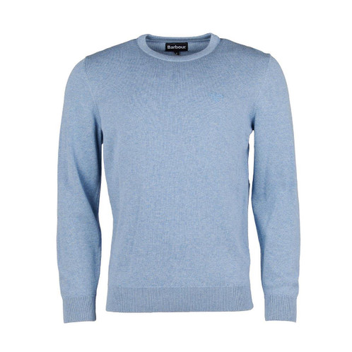DK Chambray Barbour Mens Pima Cotton Crew Neck Jumper