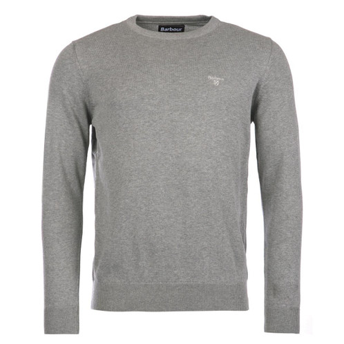 Grey Barbour Mens Pima Cotton Crew Neck Jumper