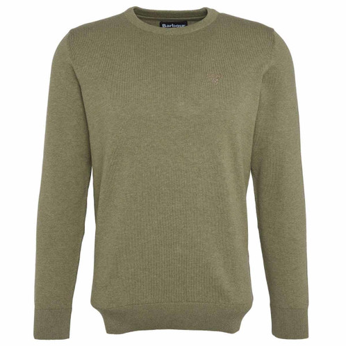 Green Slate Barbour Mens Pima Cotton Crew Neck Jumper
