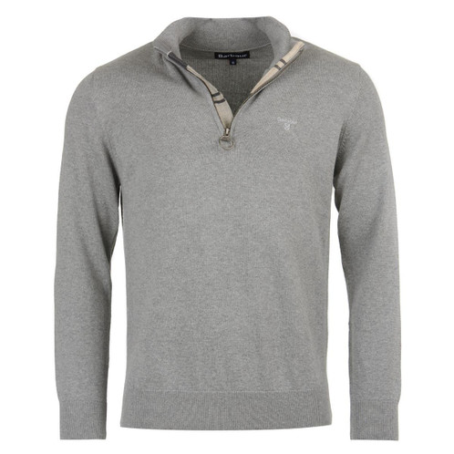 Grey Marl Barbour Mens Cotton Half Zip Sweater