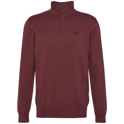 Burnt Heather Barbour Mens Cotton Half Zip Sweater