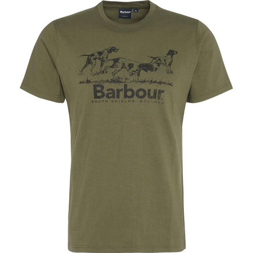 Mid Olive Barbour Mens Field Dog Graphic T-Shirt