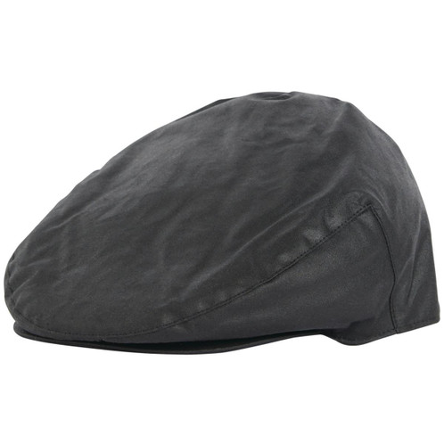 Black Barbour Mens Wax Flat Cap