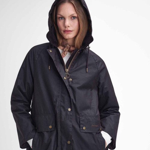 Rustic/Classic Barbour Willows Wax Jacket Hood Up