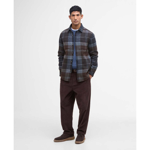 Midnight Oak Tartan Barbour Mens Chapter Tailored Check Overshirt Front