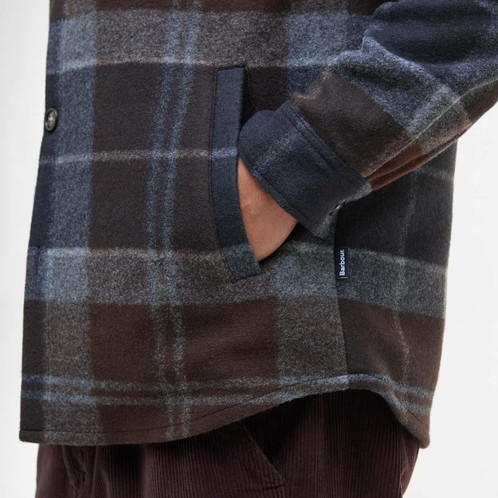 Midnight Oak Tartan Barbour Mens Chapter Tailored Check Overshirt Pocket