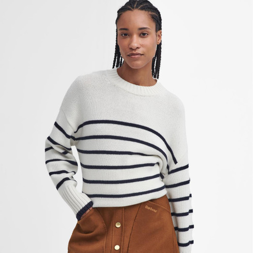 Ecru Barbour Womens Belmore Knitted Jumper On Model