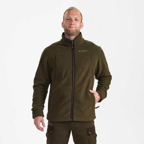 Tarmac Green Deerhunter Mens Eagle Fleece Jacket On Model