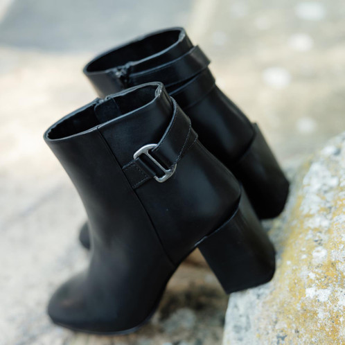 Black Barbour Womens Piper Block Heel Ankle Boot