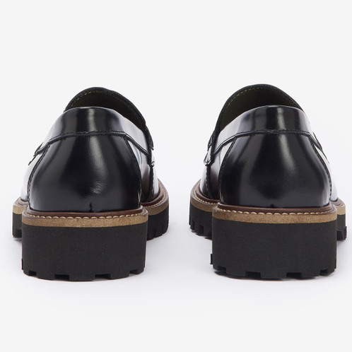 Black Barbour Womens Ludlow Penny Loafer Rear