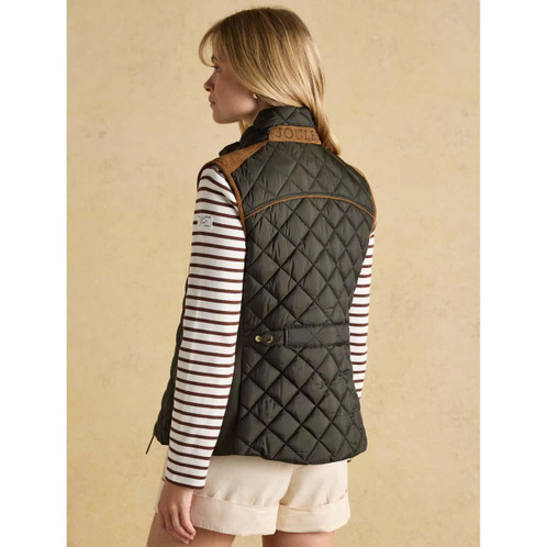 Khaki Green Joules Womens Braemar Luxe Gilet Back