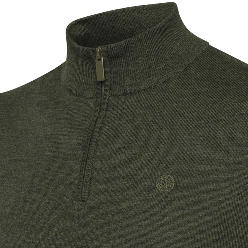 Green Moss Beretta Mens Merino Half Zip Sweater Zipped
