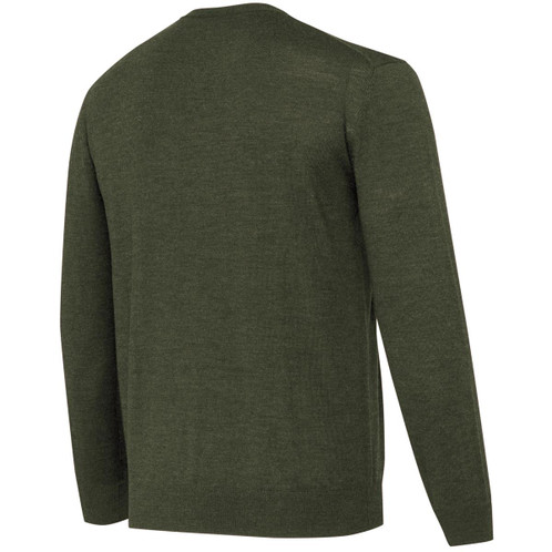 Green Moss Beretta Mens Merino V-Neck Sweater Back