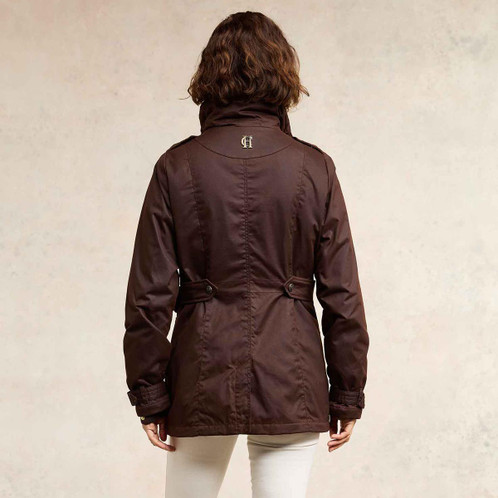 Chocolate Holland Cooper Womens Durham Wax Jacket On Model Back