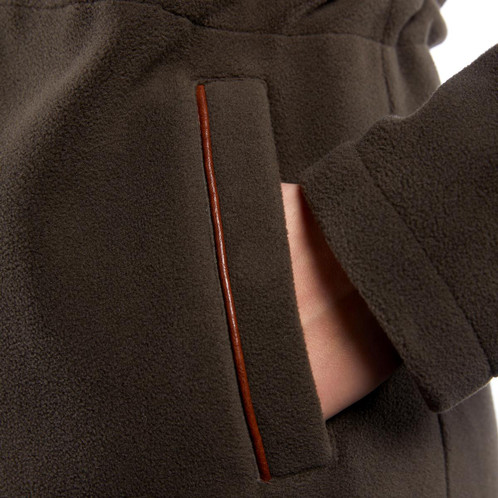 Khaki Holland Cooper Womens Country Longline Fleece On Model Pocket