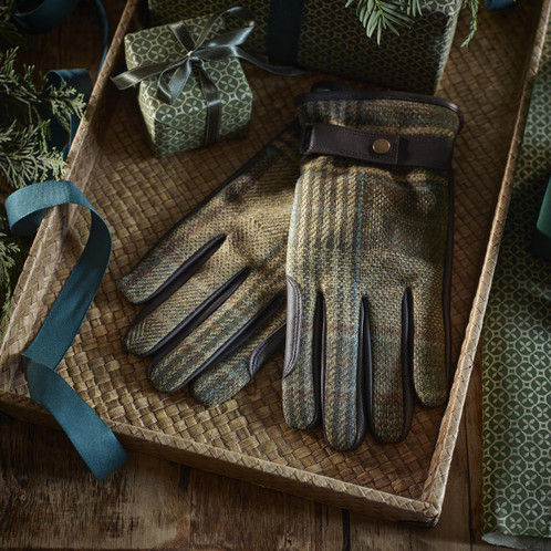 Green Mix Barbour Mens Deveron Tweed Glove Lifestyle