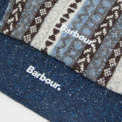 Midnight Oak Mix Barbour Mens Fair Isle Sock 2 Pack Sole