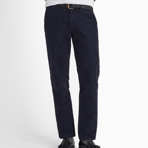 Navy Barbour Mens Moleskin Tailored Fit Trouser On Model