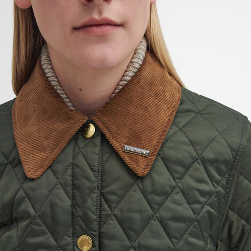 Olive/Classic Barbour Womens 30th Anniversary Modern Liddesdale Jacket Collar