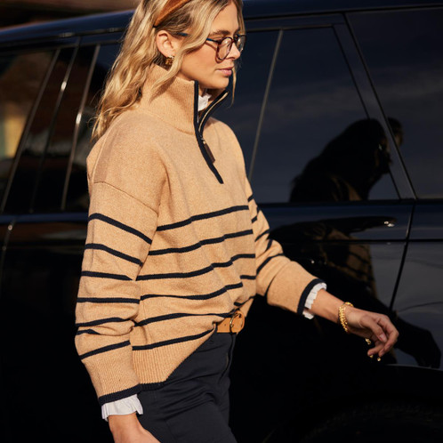 Warm Sand Schoffel Womens Sandsend 1/4 Zip Jumper Lifestyle