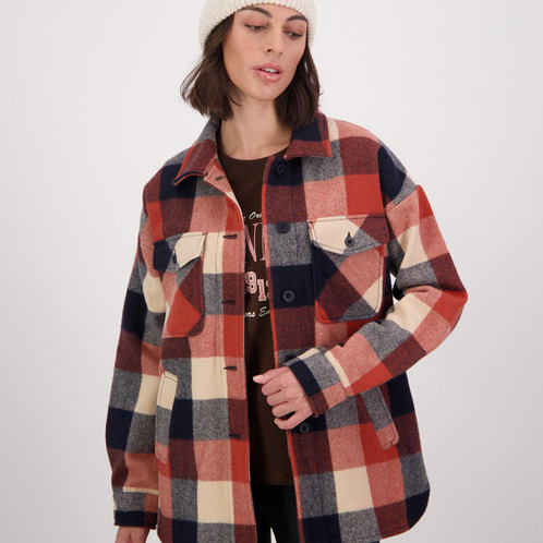 Georgia Check Swanndri Womens Anchorage V2 Wool Shirt Jacket Model