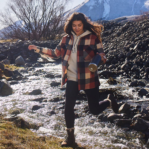 Georgia Check Swanndri Womens Anchorage V2 Wool Shirt Jacket Model Lifestyle