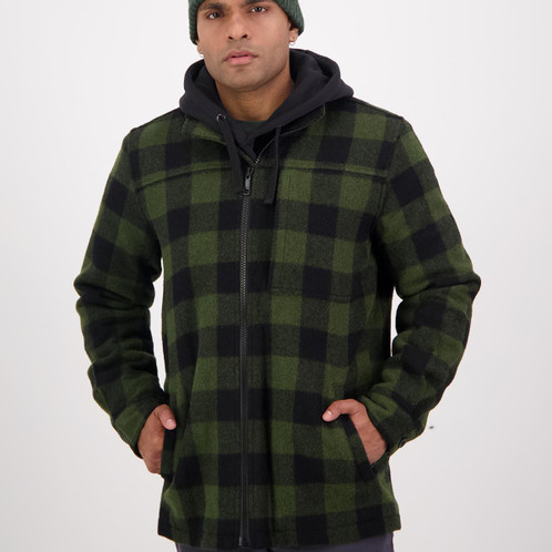 Olive/Black Check Swanndri Mens Hudson Jacket Model