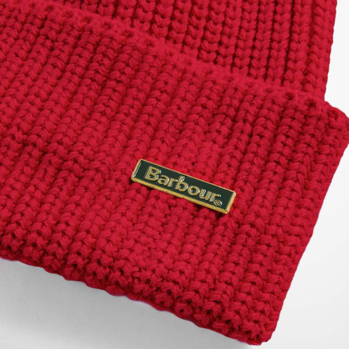 Brick Red Barbour Mens Mosely Beanie Badge