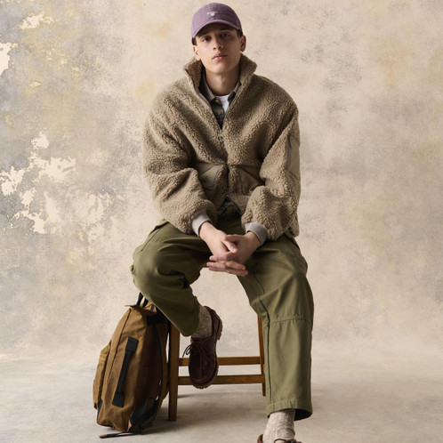 Tan/Black Barbour Field Wax Backpack Lifestyle