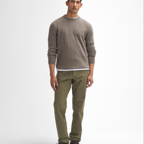 Olive Barbour Mens Washed Stretch Twill Tailored Fit Trouser On Model