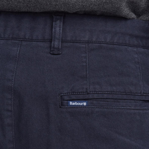 Dark Navy Barbour Mens Washed Stretch Twill Tailored Fit Trouser Back Pocket
