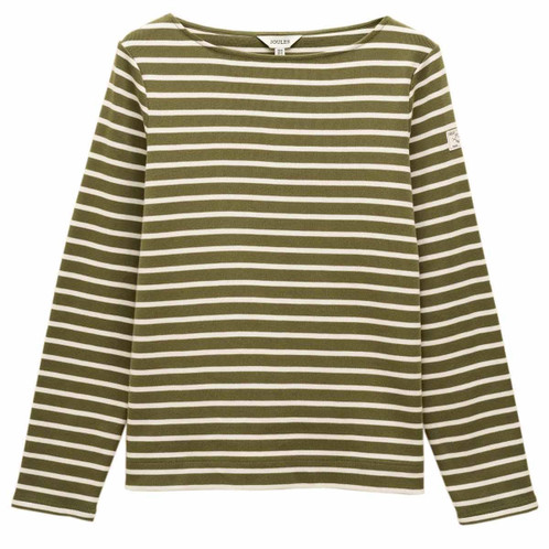 Khaki Green Joules Womens Harbour Striped Top