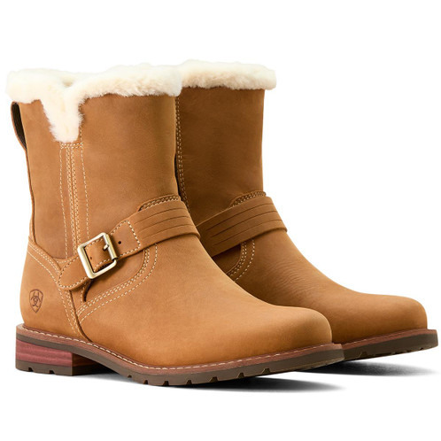 Caramel Tan Ariat Womens Savannah Sherpa Waterproof Boots Angle