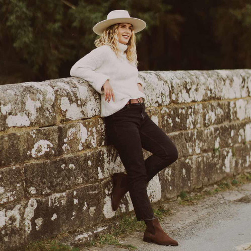 Dark Brown Chatham Womens Lynch Suede Chelsea Boots Lifestyle