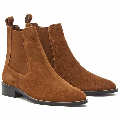Tan Chatham Womens Lynch Suede Chelsea Boots Angle View
