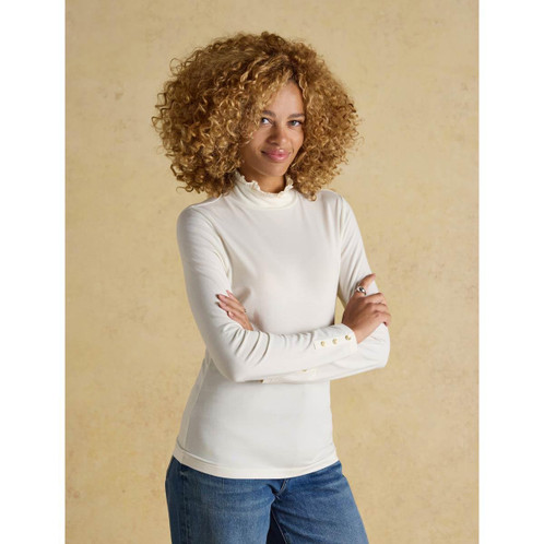 Cream Joules Womens Amy Long Sleeve Top On Model