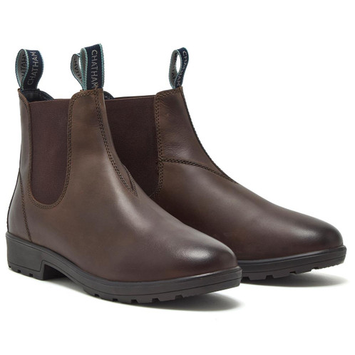 Dark Brown Chatham Womens Belsay Chelsea Boots Angle View