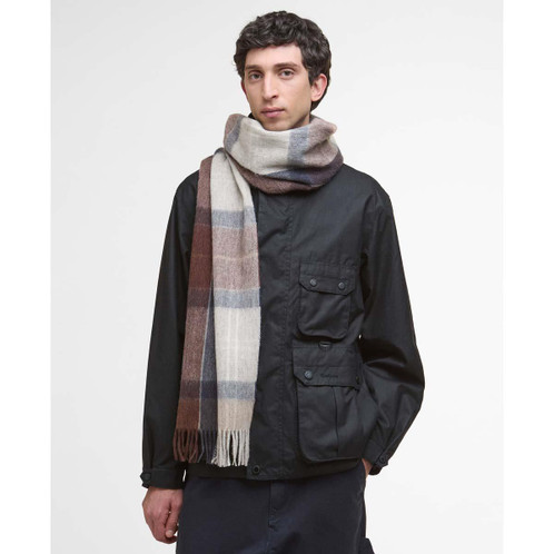 Midnight Oak Barbour Inverness Tartan Scarf On Model