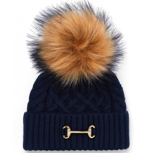 Ink Navy Holland Cooper Womens Horsebit Bobble Hat