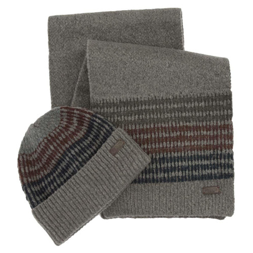Midnight Oak Barbour Mens Branton Beanie and Scarf