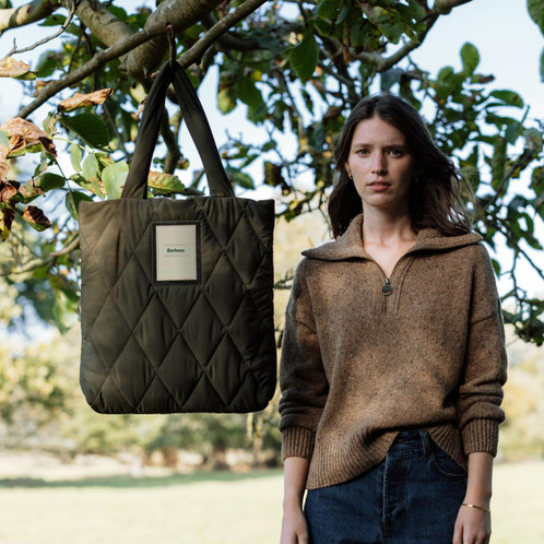 Olive Barbour Womens Mariah Quilted Tote Bag Lifestyle 2