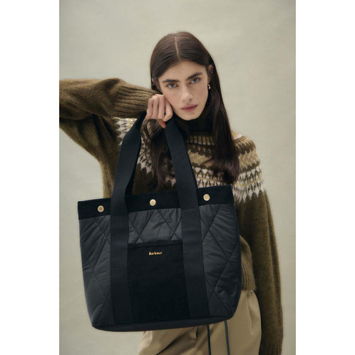 Black/Ancient Barbour Womens Healy Tote Bag Lifestyle